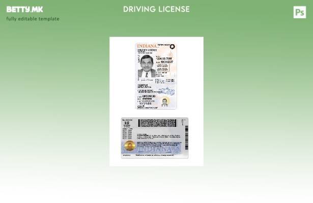 Возачка дозвола во модерен стил САД Индијана под шаблон